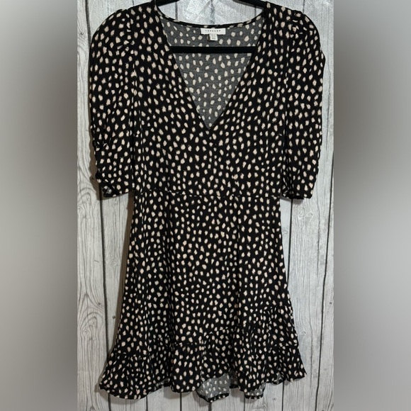 Topshop Women’s V-Neck Wrap Front Babydoll Style Dress Ruffle Bottom size 10 - Picture 8 of 11